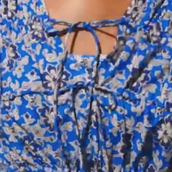 J Crew Tiered Tie Front Beach Dress in Colbalt Floral Cotton Voile XSMALL NWT - Picture 8 of 9